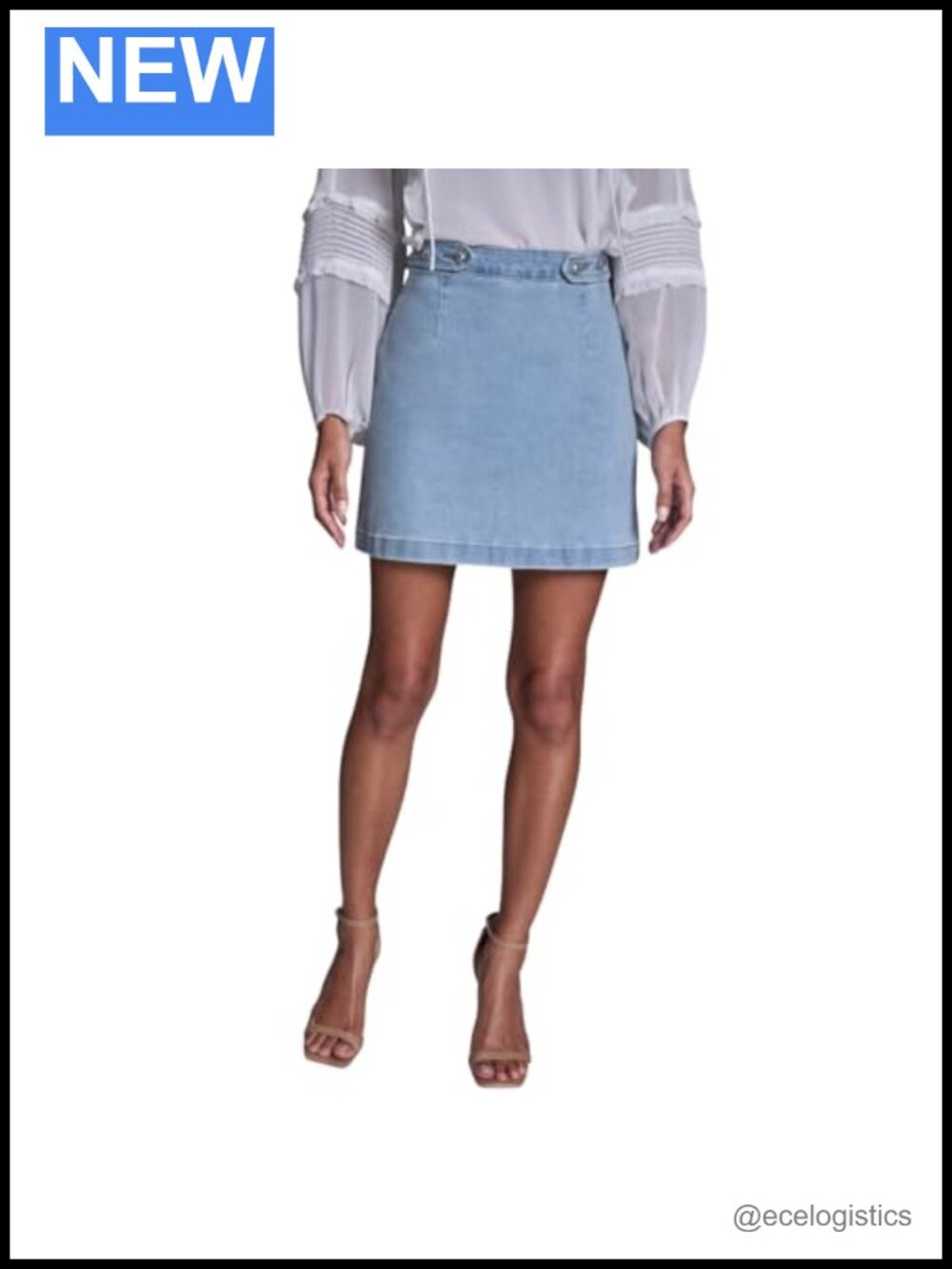 Women's Mini Skirt with Button Detail at Waist, Zipper Closure, High Rise,